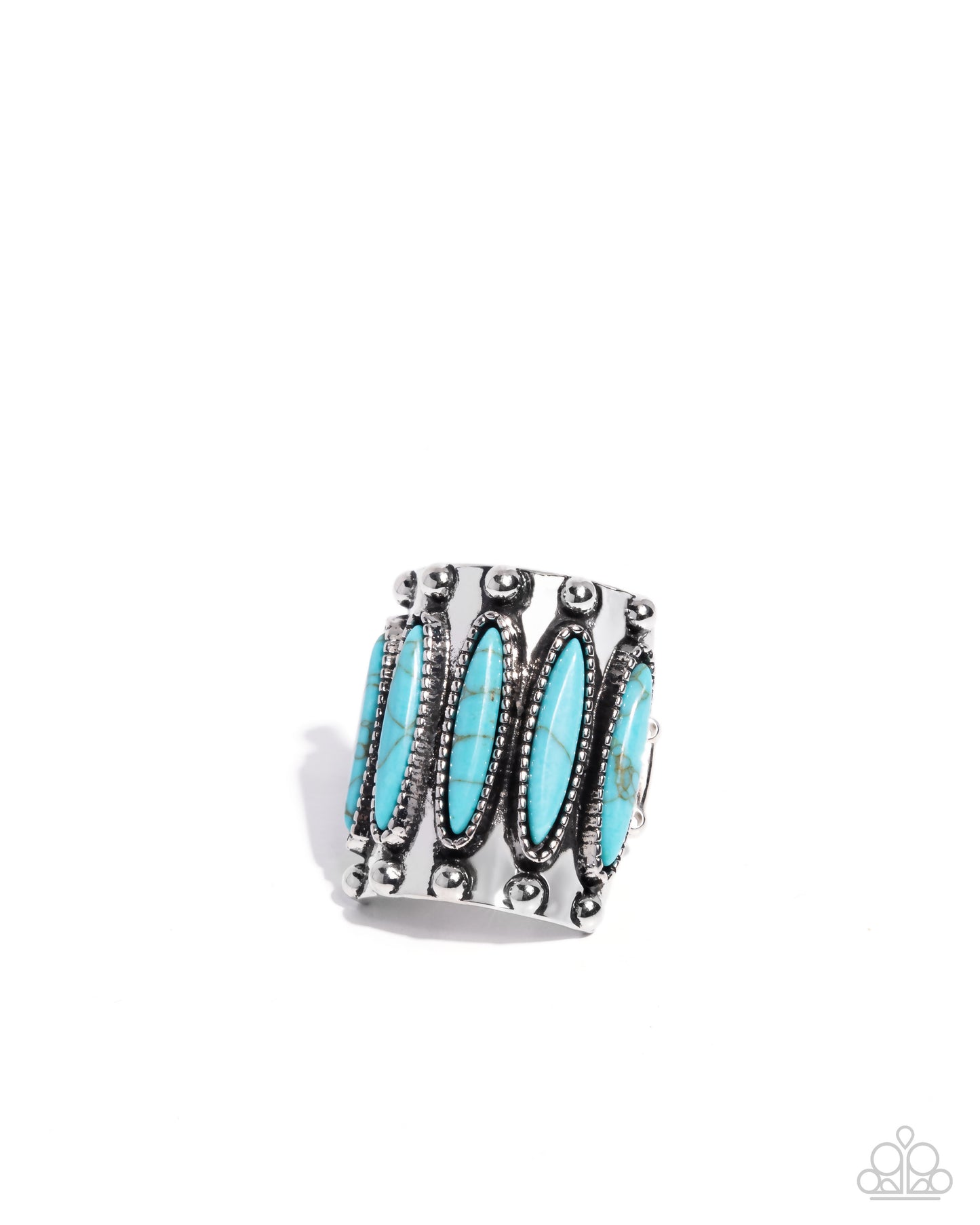 Southern Symmetry - Blue Turquoise Crackle Stone Silver Ring - Paparazzi Accessories