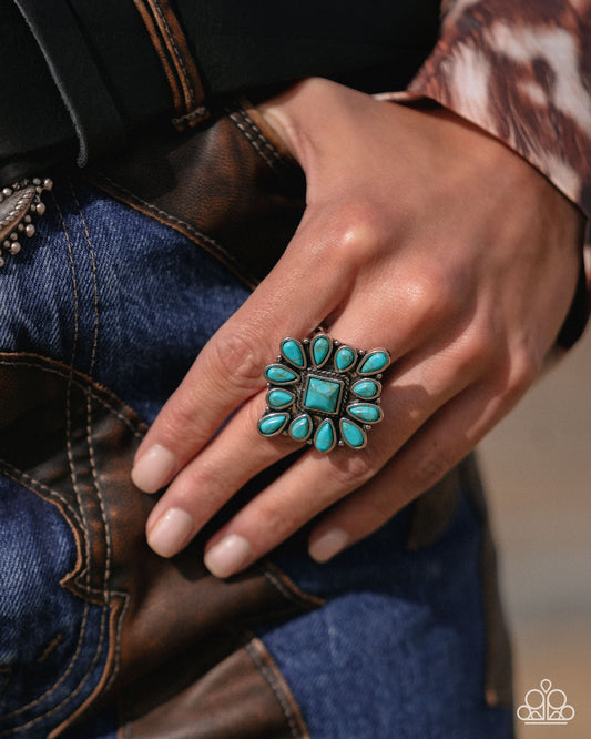 Developed Diamond - Blue Crackle Stone Silver Ring - Paparazzi Accessories