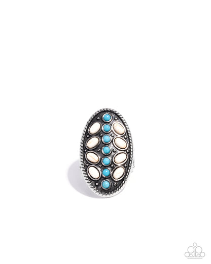 Layered Landmark - White & Blue Crackle Stone Ring - Paparazzi Accessories