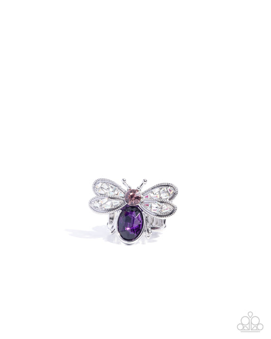 Bedazzled Bee - Purple Gem Silver Ring - Paparazzi Accessories