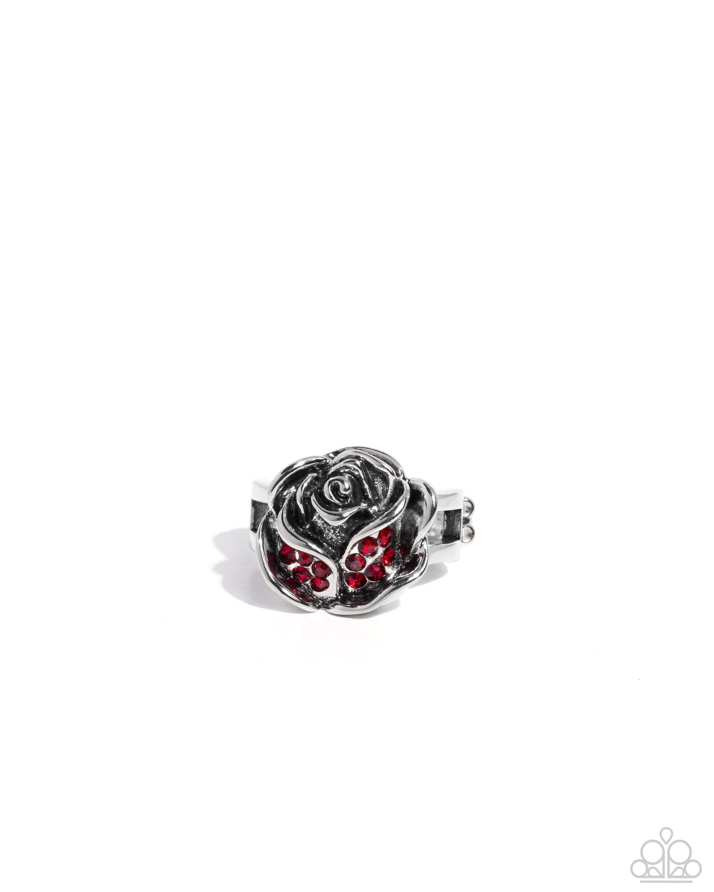 Rose Ranking - Red Rhinestone Silver Ring - Paparazzi Accessories