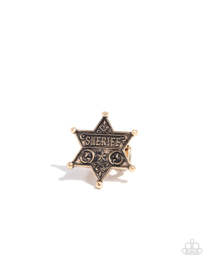 Sheriffs Star - Gold Sheriff Star Ring - Paparazzi Accessories