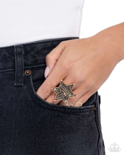 Sheriffs Star - Gold Sheriff Star Ring - Paparazzi Accessories