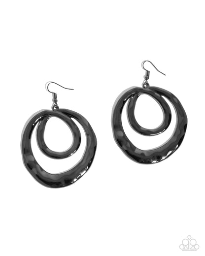 Subtle Swirls - Black Gunmetal Fishhook Earrings - Paparazzi Accessories