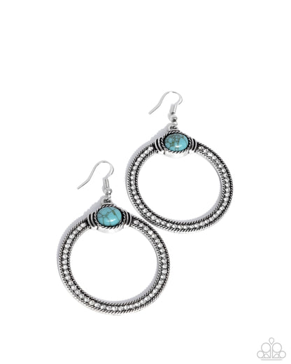 Radical Rusticity - Blue Stone Silver Fishhook Earrings - Paparazzi Accessories