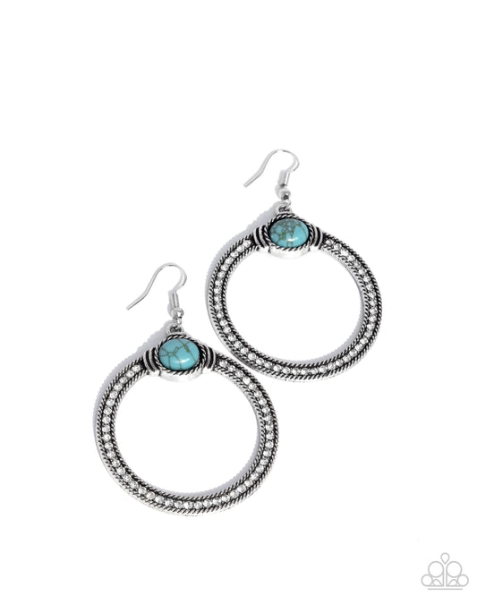 Radical Rusticity - Blue Stone Silver Fishhook Earrings - Paparazzi Accessories