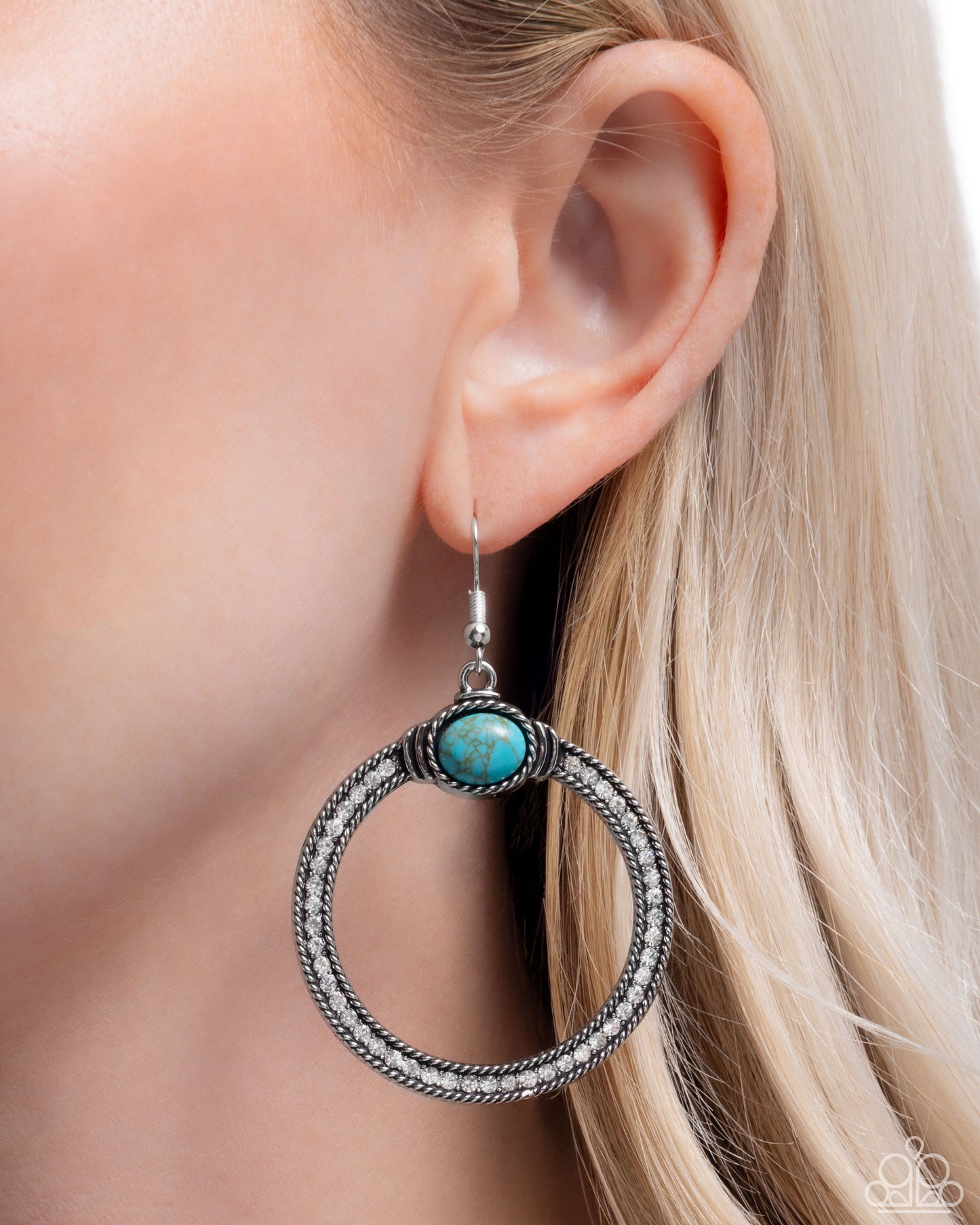 Radical Rusticity - Blue Stone Silver Fishhook Earrings - Paparazzi Accessories