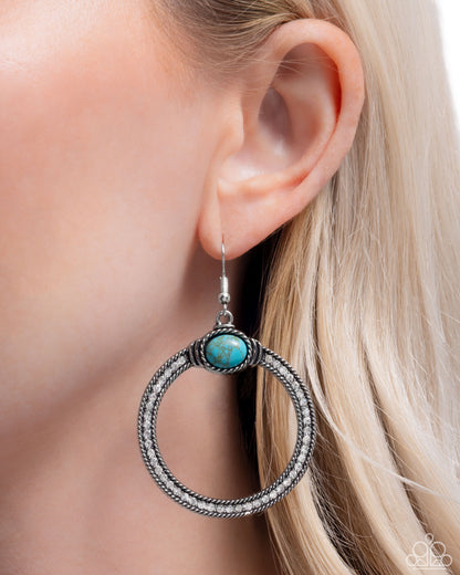 Radical Rusticity - Blue Stone Silver Fishhook Earrings - Paparazzi Accessories