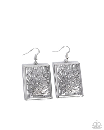 Textured Trial - Silver Fish Hook Earrings - Paparazzi Accessories