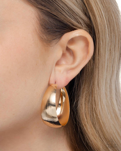 Subtle Sheen - Gold Hoop Earrings - Paparazzi Accessories