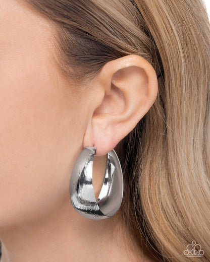 Subtle Sheen - Silver Hoop Earrings - Paparazzi Accessories