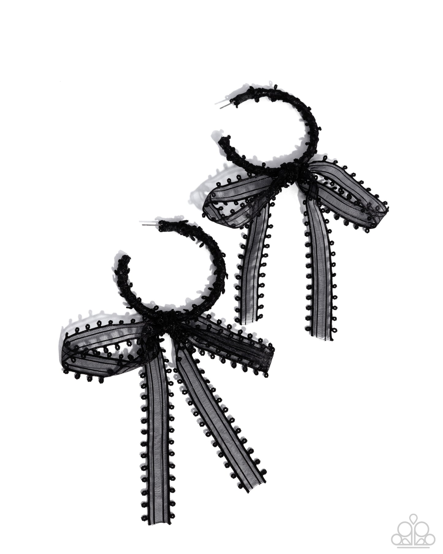 Brand New Bow - Black Lace Hoop Earrings - Paparazzi Accessories