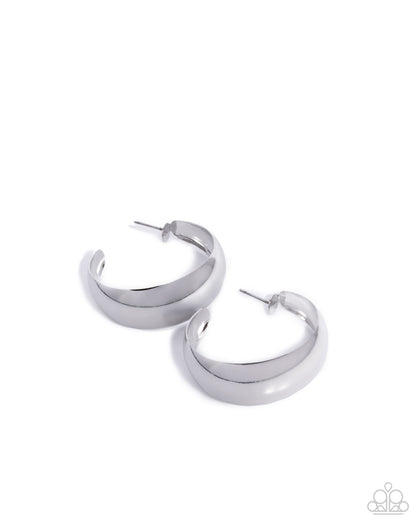 Hammered Heritage - Silver Hoop Earrings - Paparazzi Accessories