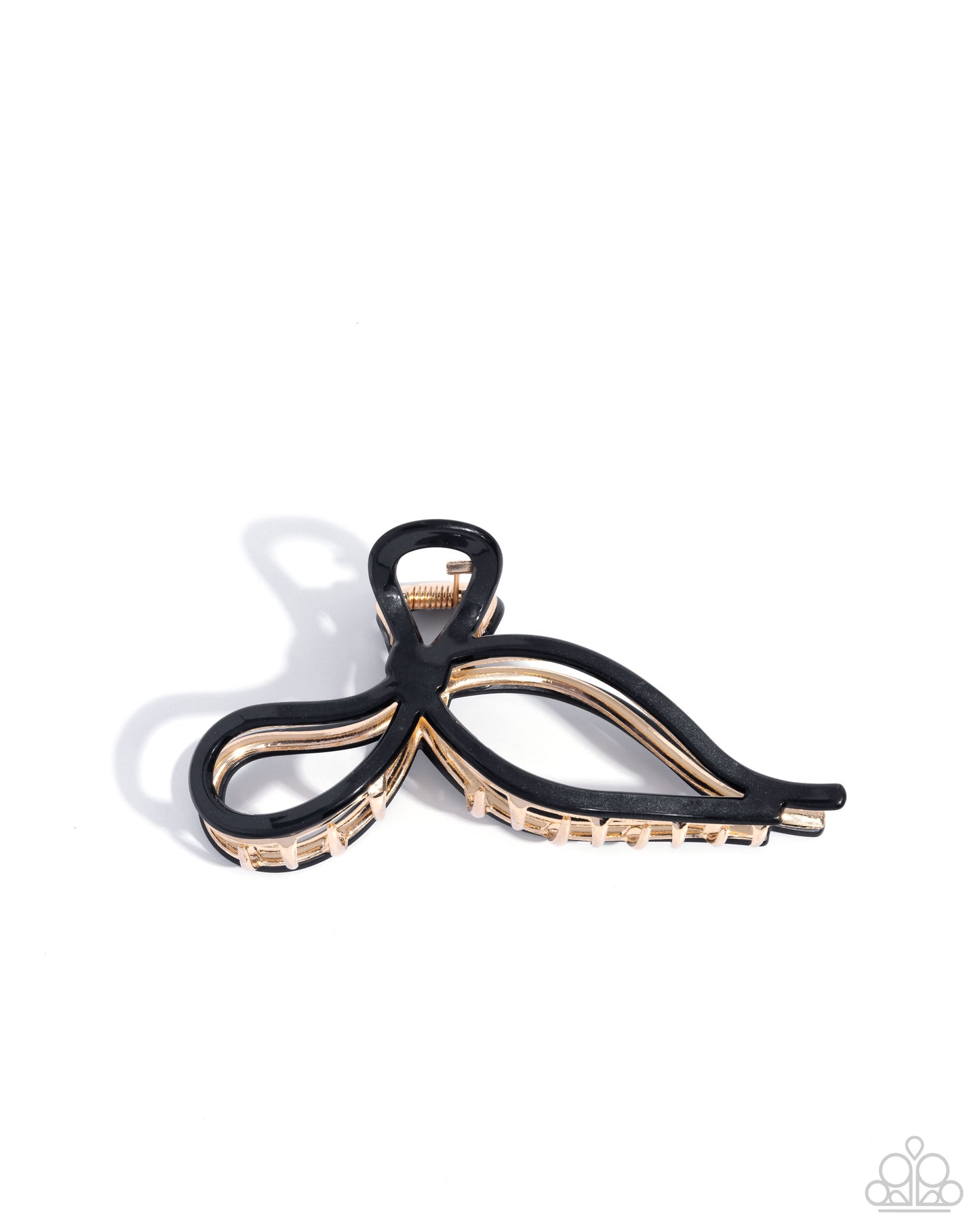 Coquette Clip - Black Acrylic Bow Gold Claw Clip - Paparazzi Accessories