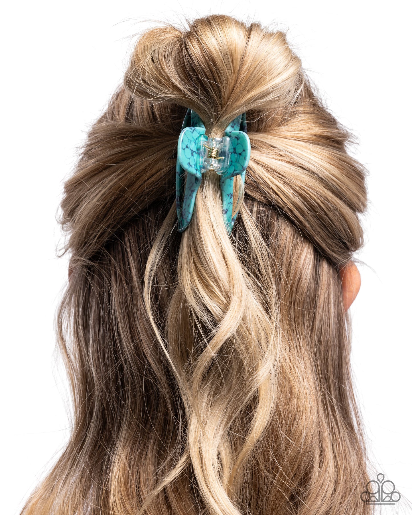 Marbled Model - Blue Turquoise Acrylic Claw Clip - Paparazzi Accessories