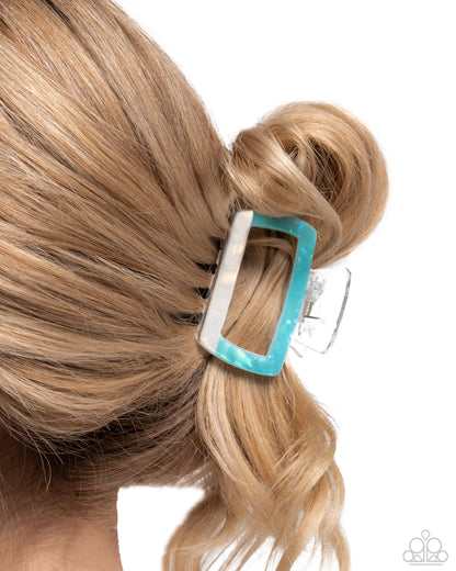 Transparent Texture - Blue Iridescent Claw Clip - Paparazzi Accessories