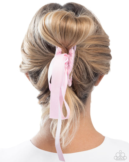 Harmonious Hairstylist - Pink Satin Ribbon Bow Silver Metal Claw Clip - Paparazzi Accessories