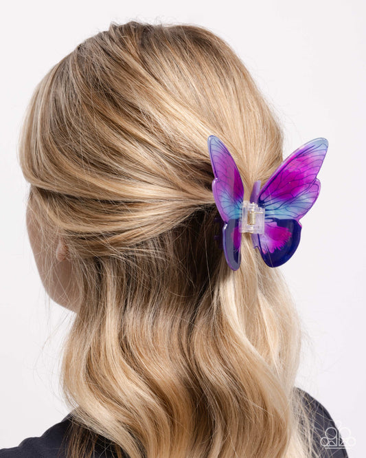 Monarch Model - Purple Blue Acrylic Butterfly Claw Clip - Paparazzi Accessories