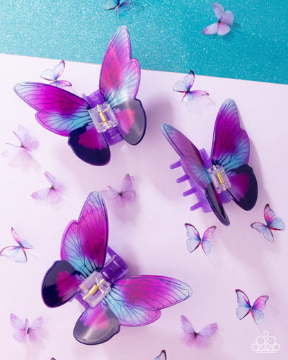 Monarch Model - Purple Blue Acrylic Butterfly Claw Clip - Paparazzi Accessories