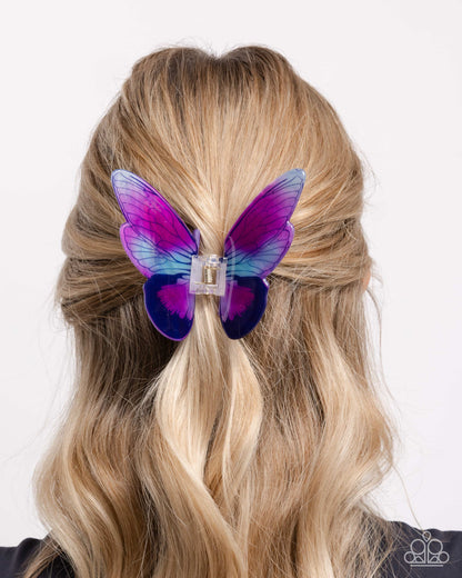 Monarch Model - Purple Blue Acrylic Butterfly Claw Clip - Paparazzi Accessories