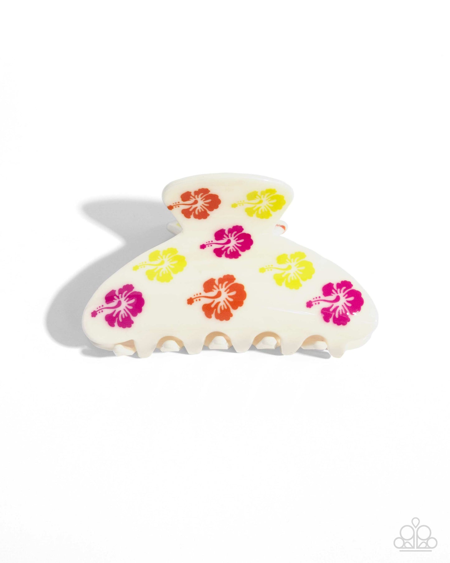 Hawaiian Harmony - White & Multicolored Floral Print Claw Clip - Paparazzi Accessories