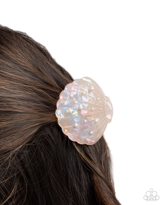 Coastal Campaign - Multi Iridescent Acrylic Seashell Claw Clip - Paparazzi Accessories