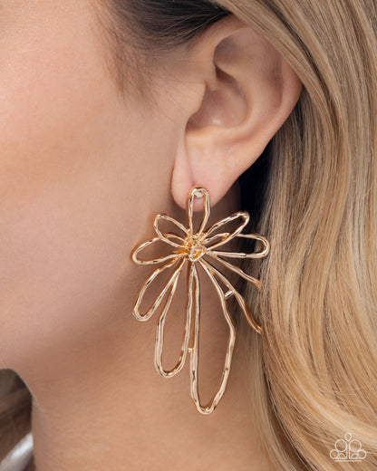 Growing Garden - Gold Flower Post Earrings - Paparazzi Accessories