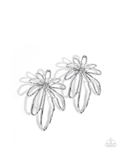 Growing Garden - Silver Flower Post Earrings - Paparazzi Accessories