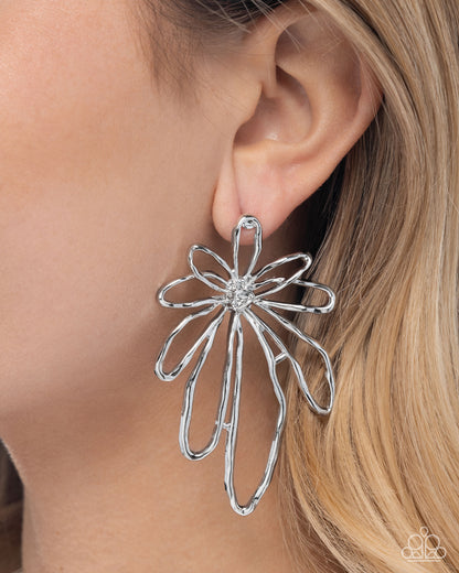 Growing Garden - Silver Flower Post Earrings - Paparazzi Accessories