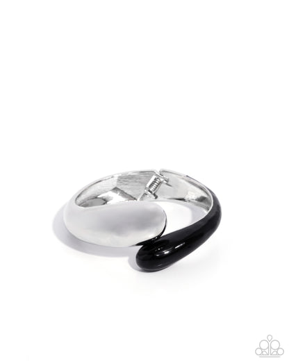 Painted Partner - Black Enamel Silver Hinge Bracelet - Paparazzi Accessories