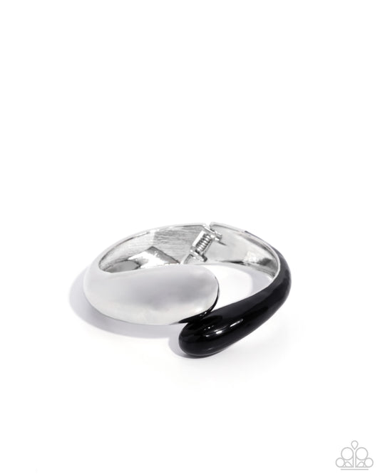 Painted Partner - Black Enamel Silver Hinge Bracelet - Paparazzi Accessories