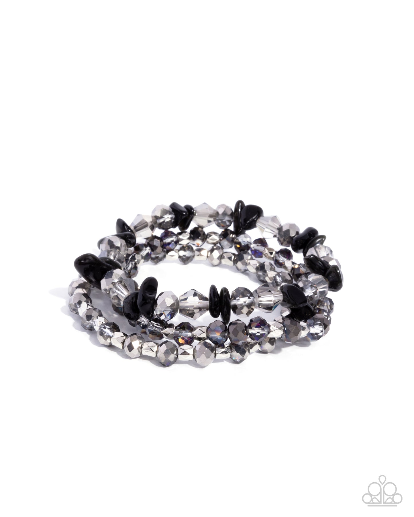 Flawless Facets - Black Stretchy Bracelets - Paparazzi Accessories