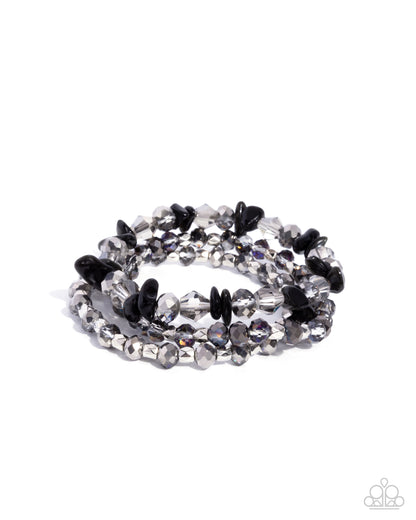 Flawless Facets - Black Stretchy Bracelets - Paparazzi Accessories