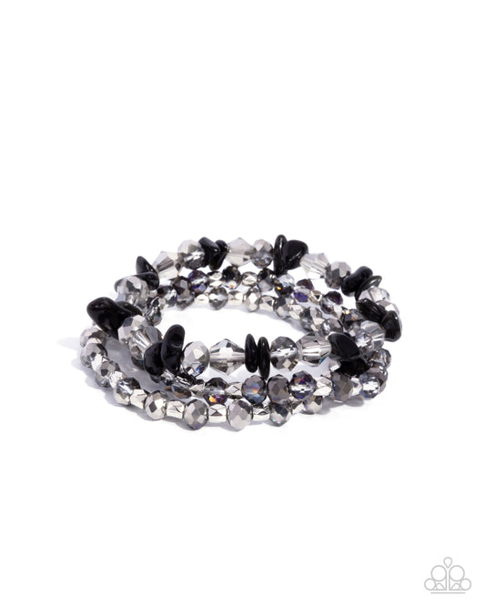 Flawless Facets - Black Stretchy Bracelets - Paparazzi Accessories