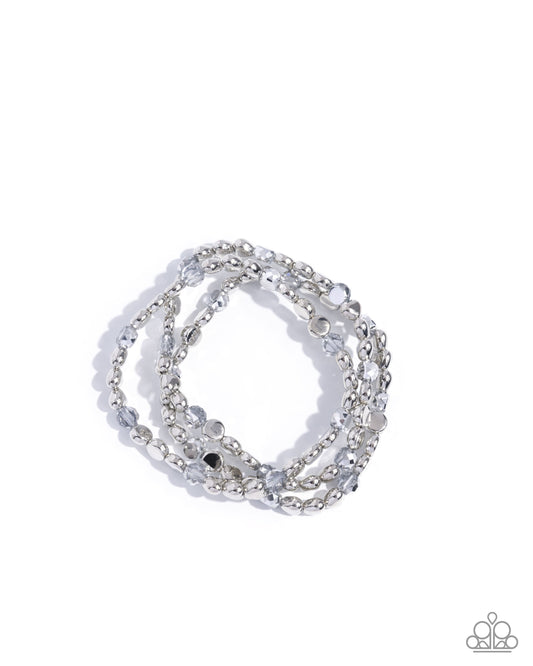 Instant Shimmer - Silver Stretchy Bracelets - Paparazzi Accessories