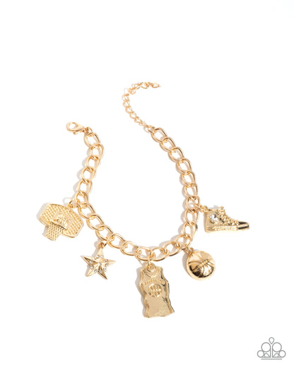 Jersey Journey - Gold Charm Bracelet - Paparazzi Accessories