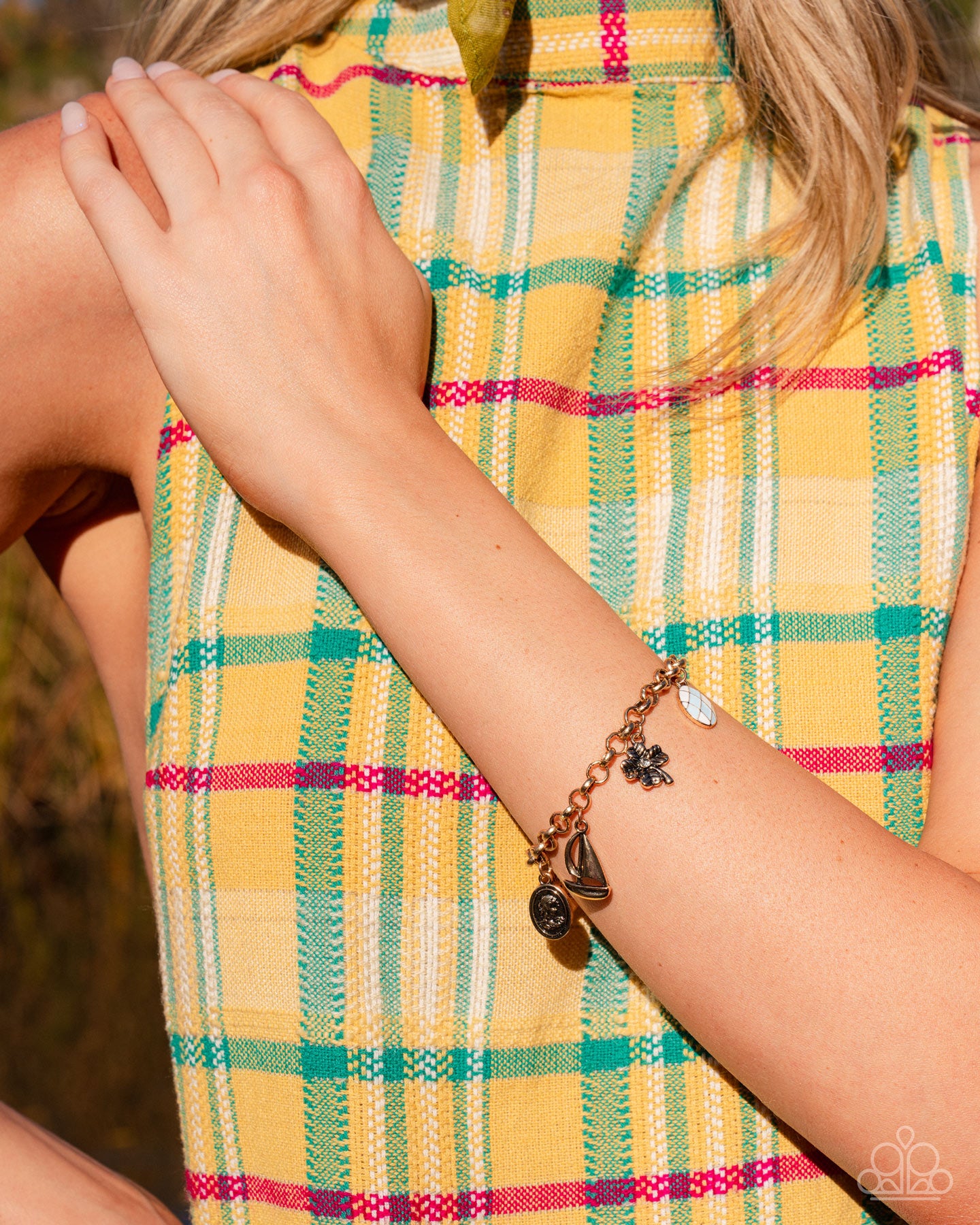 Sailing Through Life - Gold Charm Clasp Bracelet - Paparazzi Accessories