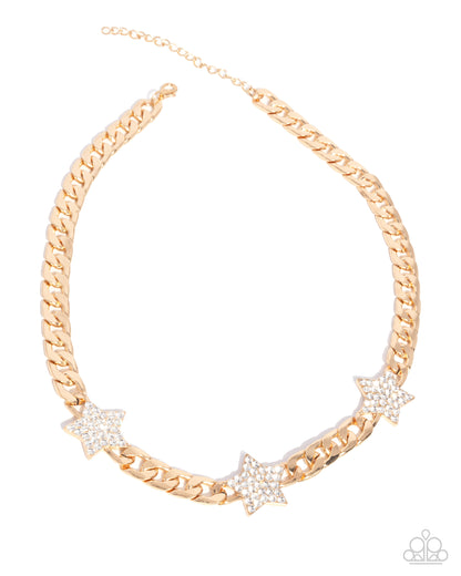 Uncle Sam Stars - Gold Star Curb Chain Necklace - Paparazzi Accessories
