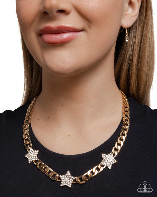 Uncle Sam Stars - Gold Star Curb Chain Necklace - Paparazzi Accessories