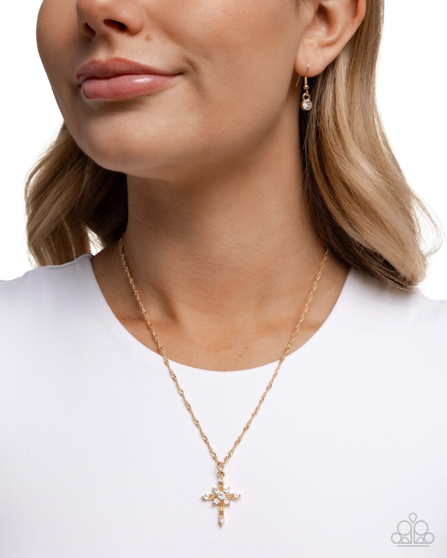 Graceful Glory - Gold Cross Pendant Necklace - Paparazzi Accessories