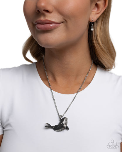 Whale Watching - Silver - Gray Whale Pendant Necklace - Paparazzi Accessories