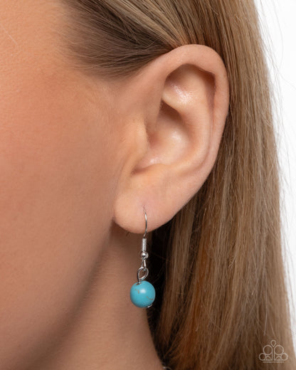 Longhorn Legacy - White Enamel Turquoise Stone Silver Pendant Necklace - Paparazzi Accessories