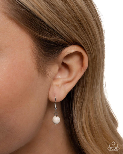 Smoldering Stones - White Crackle Stone Silver Necklace - Paparazzi Accessories