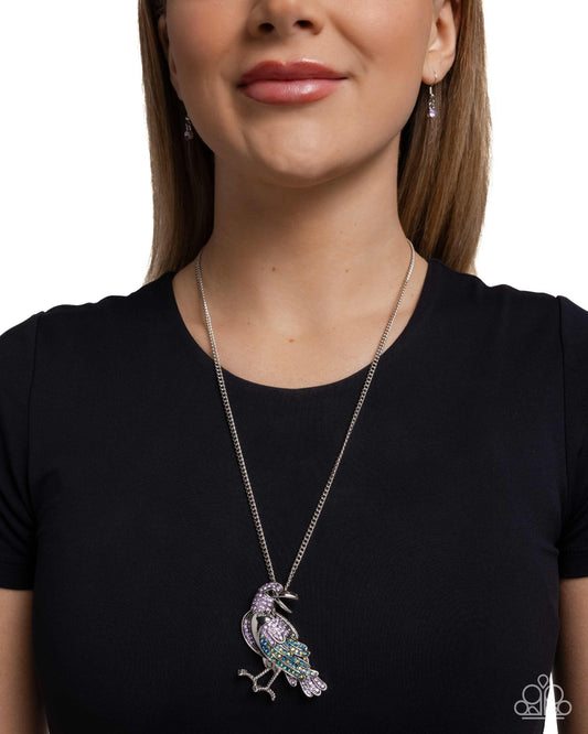 Radiant Raven - Purple Raven Necklace - Paparazzi Accessories