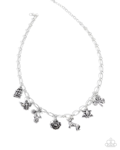 Storyteller Sheen - Silver Charm Necklace - Paparazzi Accessories