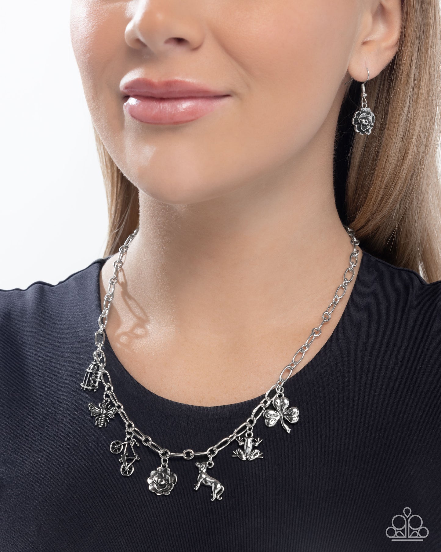 Storyteller Sheen - Silver Charm Necklace - Paparazzi Accessories