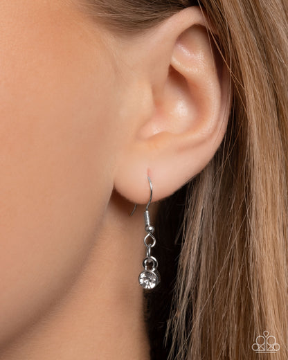 Seashell Socialite - White Rhinestone Silver Shell Lanyard - Paparazzi Accessories