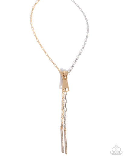 Zipper Zeal - Multi - Silver & Gold Mixed Metal Necklace - Paparazzi Accessories