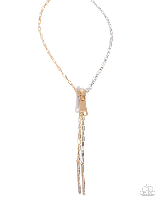 Zipper Zeal - Multi - Silver & Gold Mixed Metal Necklace - Paparazzi Accessories