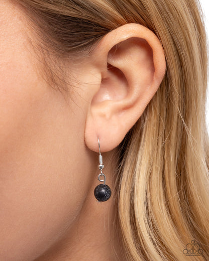 Longhorn Layers - Black Marbled Stone Silver Necklace - Paparazzi Accessories